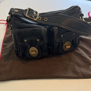 Vintage Coach Black Leather Shoulder Bag